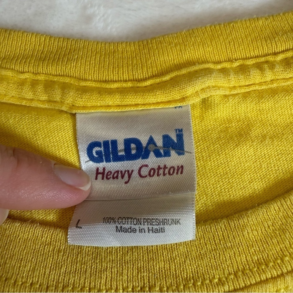 Gildan Heavy Cotton Yellow Tee with Hot Pink Lettering Mud Riding - Picture 8 of 8